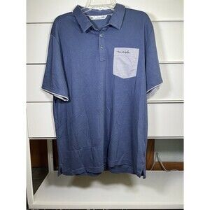 Travis Mathew Short Sleeve Pocket Polo Shirt Blue Mens Size XL